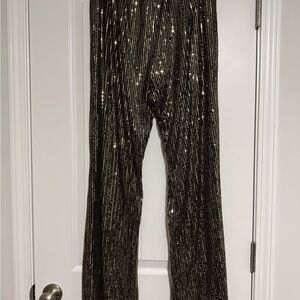 Elegant Black and Gold Women's Straight Leg Pants